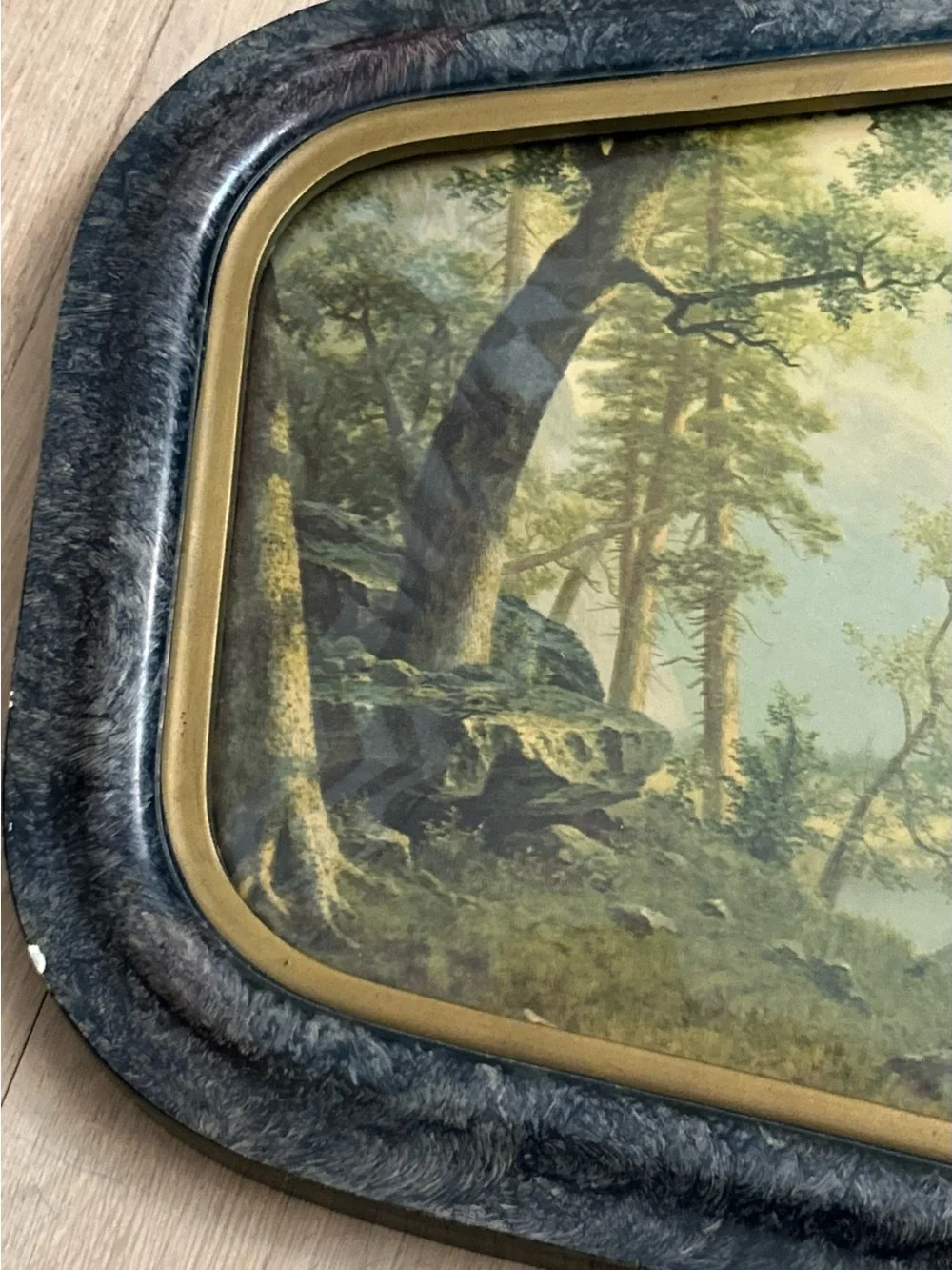 True Vintage Early 1900's Landscape Wall Art-Framed Yosemite Mountain Lake Print